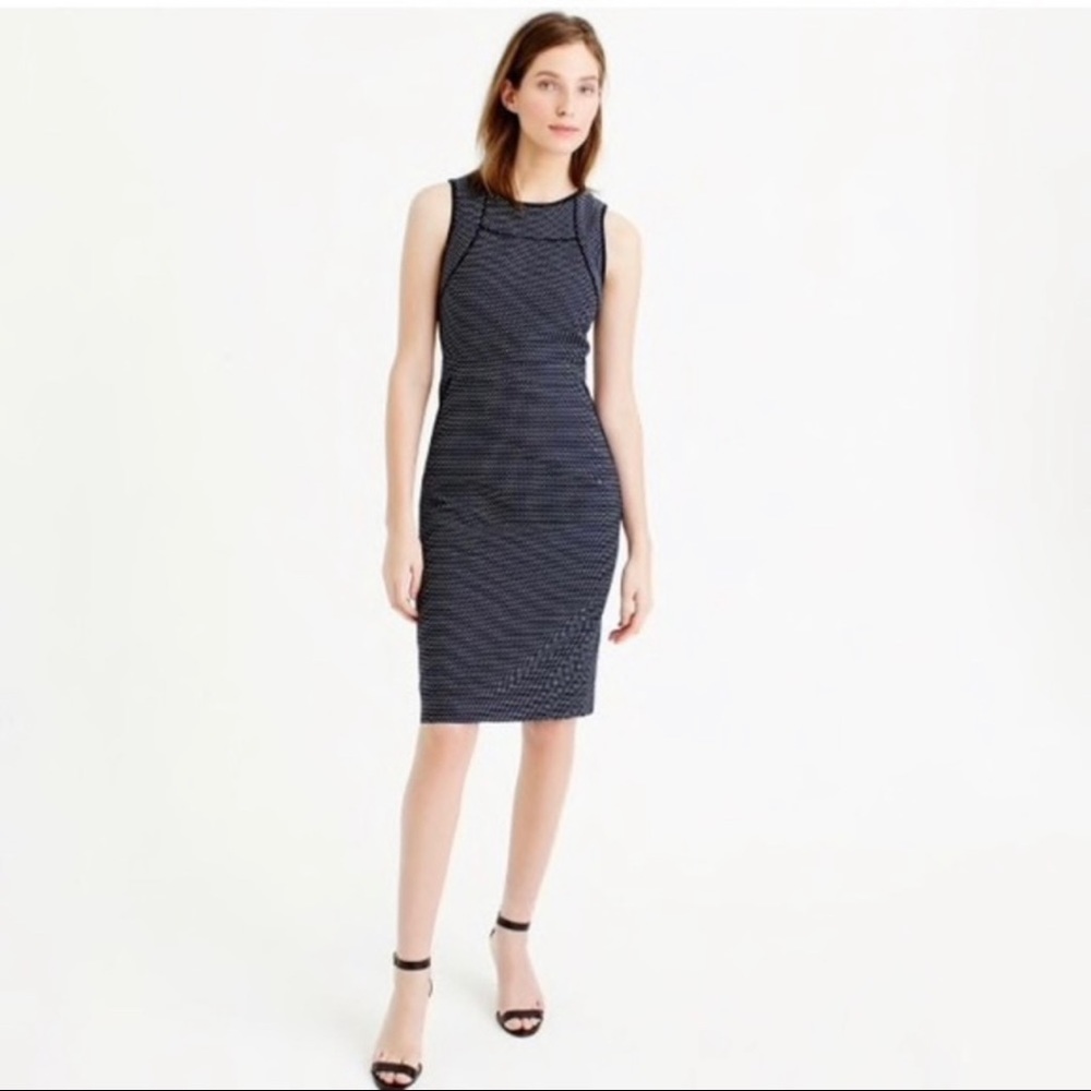 J. Crew Tipped Sheath Dress in Dotted Jacquard